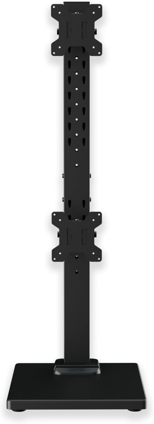 Suptek Single LCD Computer Monitor Free-Standing Desk Stand Mount Riser for 13 Inch to 43 Inch Screen with Swivel, Height Adjustable, Rotation, 50, 75, 100mm VESA Base Stand, Black