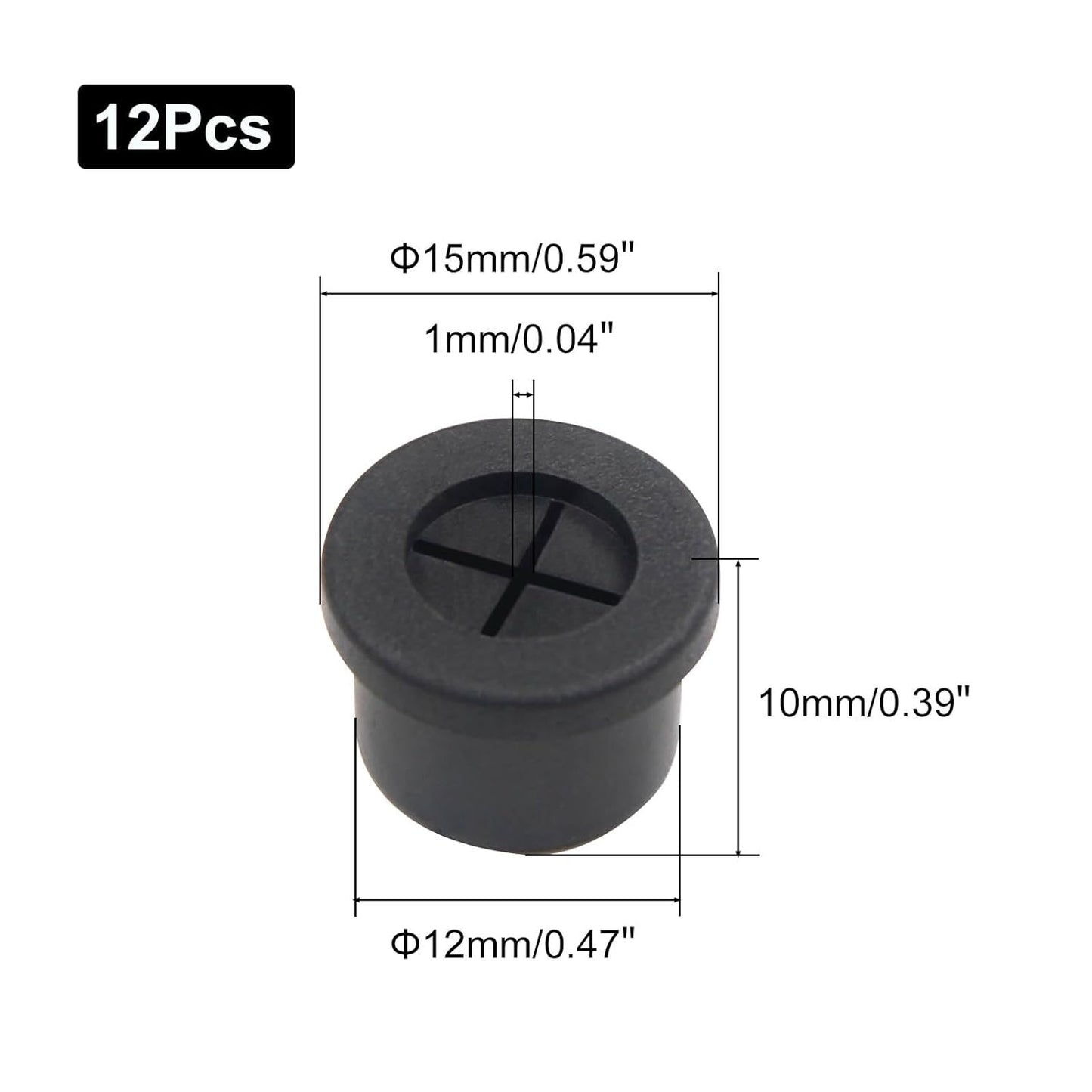 1 Inch Cable Grommet (25mm) – 12 Pcs Flexible Rubber Wire Hole Covers for Server Racks, Network Boxes, Thick Cable Management (Black)