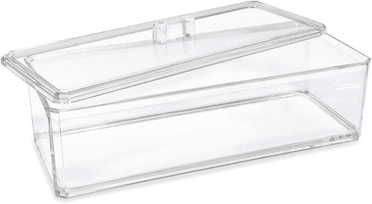 Isaac Jacobs Clear Acrylic Rectangular Stackable Storage Organizer with Lid, Drawer Tray, Multi-Functional Tray, Bathroom, Kitchen, Home, Office, Desk, Drawers