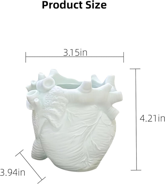 Heart-shaped Pen Holder for Desk Accessories Halloween Decor and Office Decor, Pencil Holder for Desk Organizers, Compact Desk Accessories Gift, Pencil Cup for School, Office, Home (White)