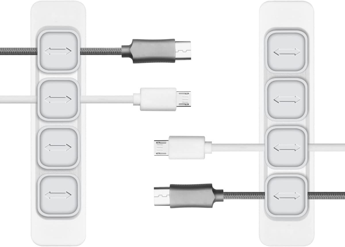 Magnetic Cable Organizer, Magnetic Cable Clips, Cable Holder Clips Organizer, Desktop Cord Management for All Wires (2 Pack, White)
