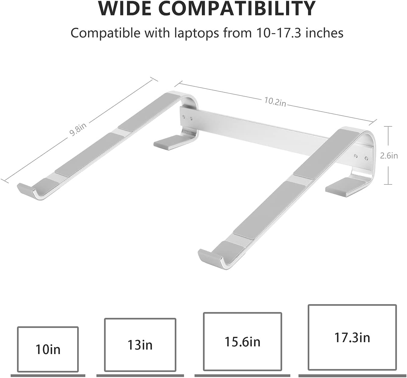 Ventilated Laptop Stand for Desk, Ergonomic Aluminum Laptop Riser, Computer Stand for Laptop, Compatible with MacBook Air Pro, Dell, HP, More 11-17.3 Inches Notebook, Work from Home (Black)