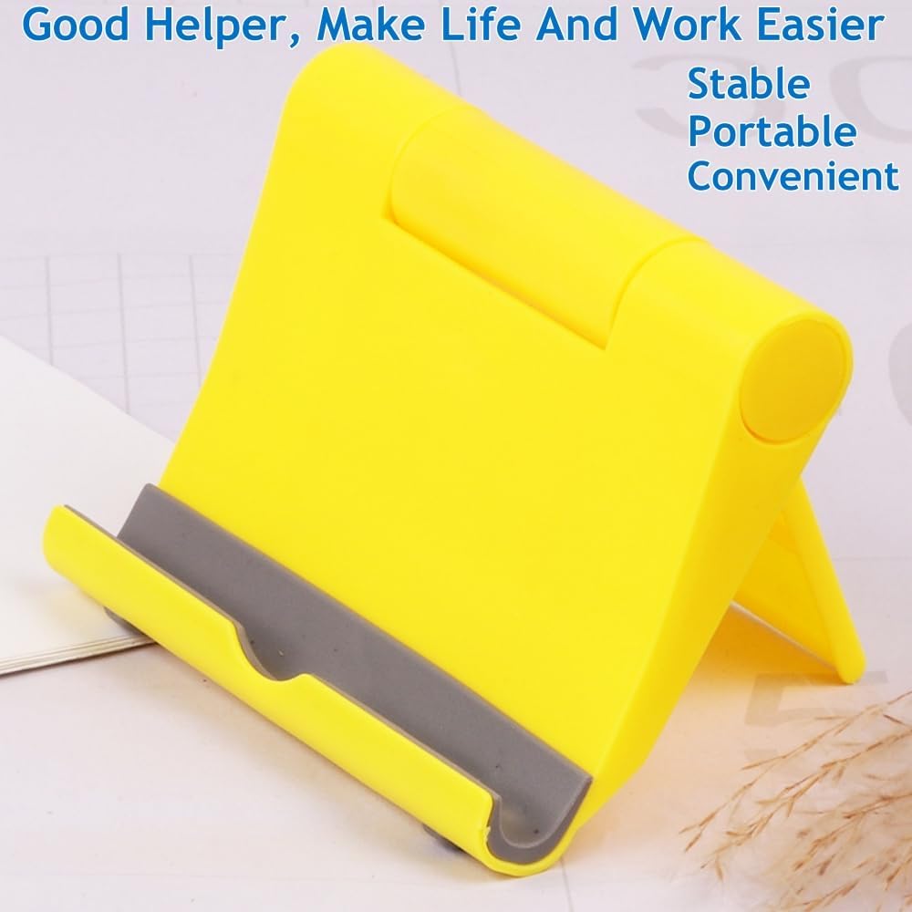 Cell Phone Stand for Desk Foldable Cell Phone Holder Desk Tablet Holder Mobile Phone Dock, Multi-Angle Universal Adjustable Tablet Dock Compatible with Most Cell Phones (White)