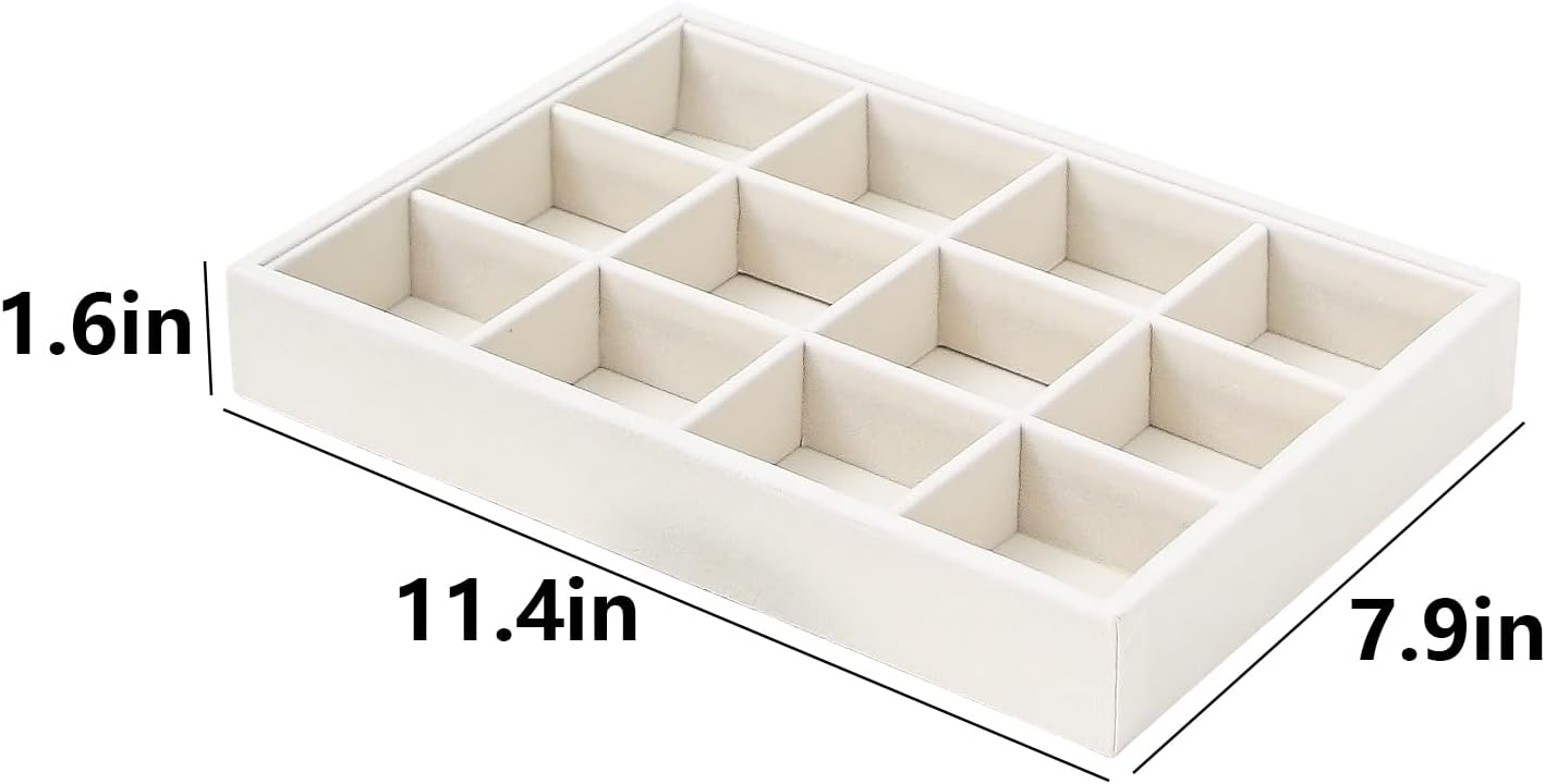 Bedside Organizer - Multi-use Nightstand & Desk-top Catchall Tray for Jewelry, Sunglasses, Phone, Watch, Perfume, Lipstick (Beige 3Grid)