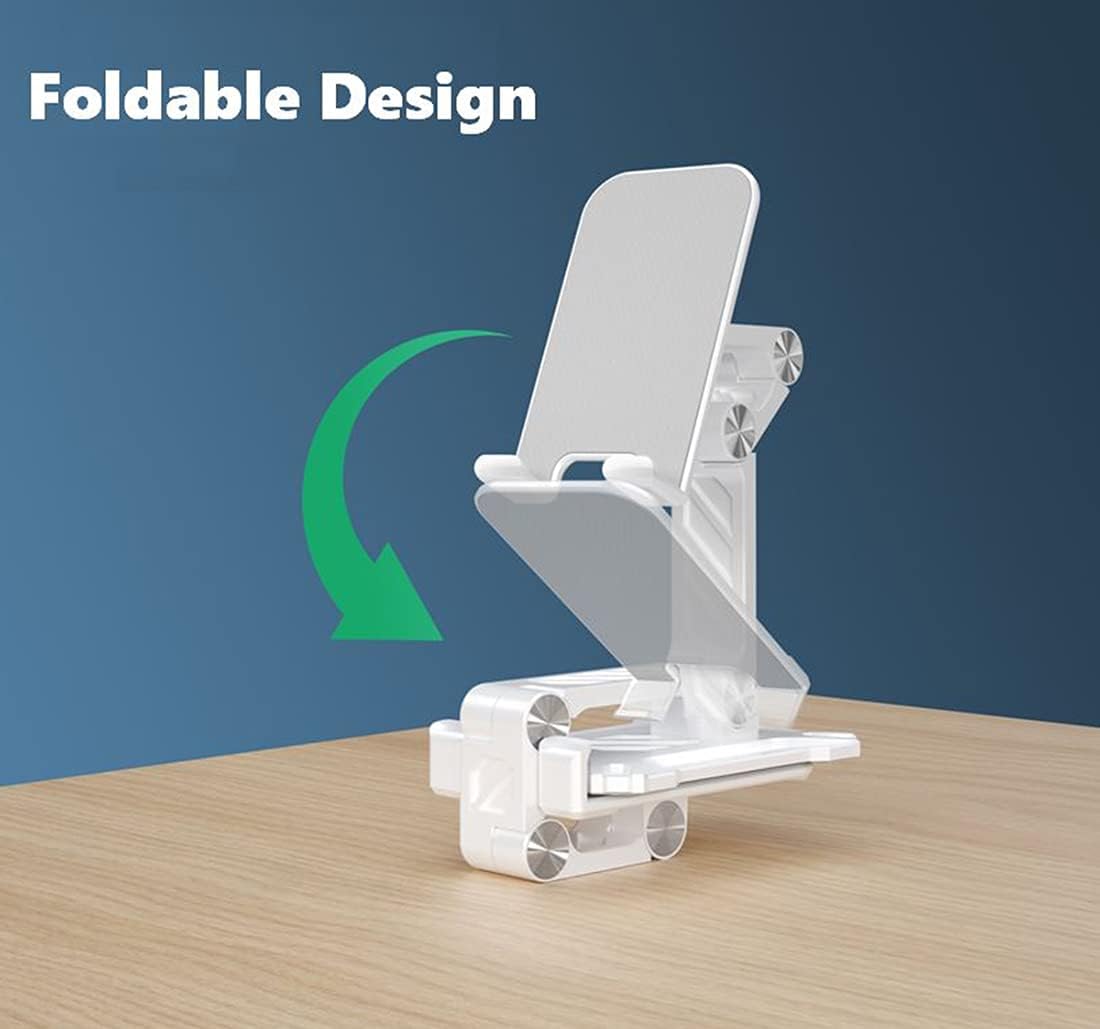 Phone Stand for Desk. Foldable Desktop Mobile Phone Stand with Angle Height Adjustable, Portable Office Cell Phone Holder, Cradle, Dock. Fits All 4.7-13in iPhone/Smartphone/iPad/Tablet.