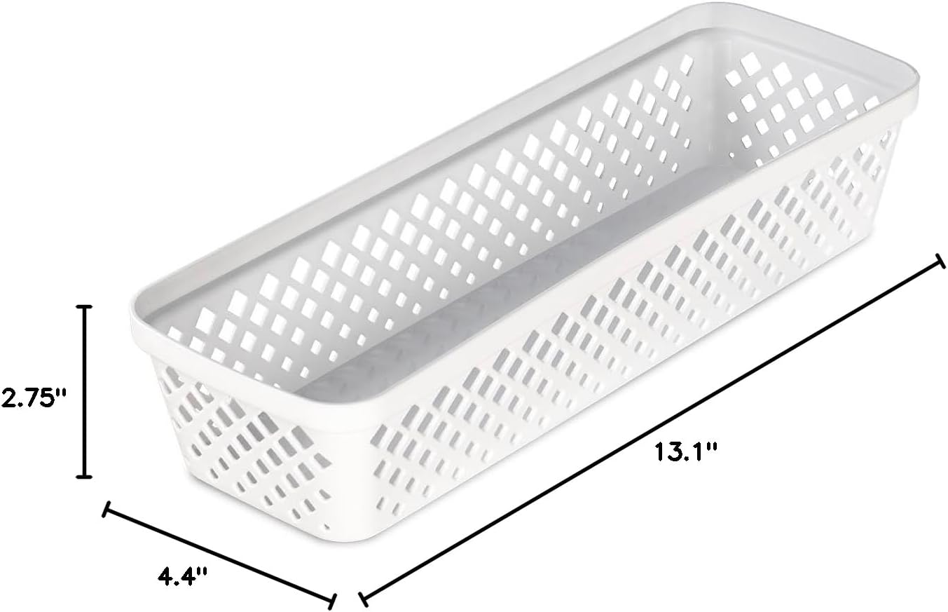 Glad Plastic Storage Basket Set - Multipurpose Drawer Trays, Kitchen Pantry Containers, and Bathroom Bins - 6 Pack Medium Organizers, Grey