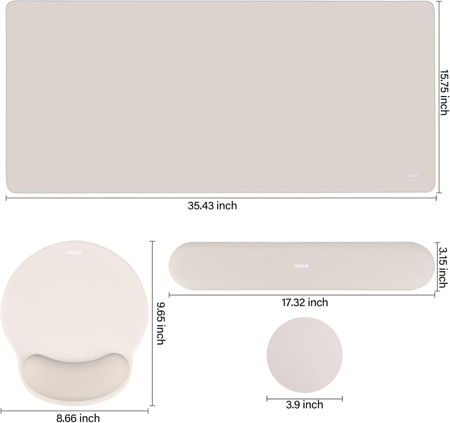 MOSISO Wrist Rest for Keyboard Mouse Pad Set, Large Gaming Deskpad&Circle Curved Mousepad&Keyboard Wrist Rest&Coaster, Ergonomic Non-Slip Mousepad&Easy Typing Pad with Silicone Lining, Apricot