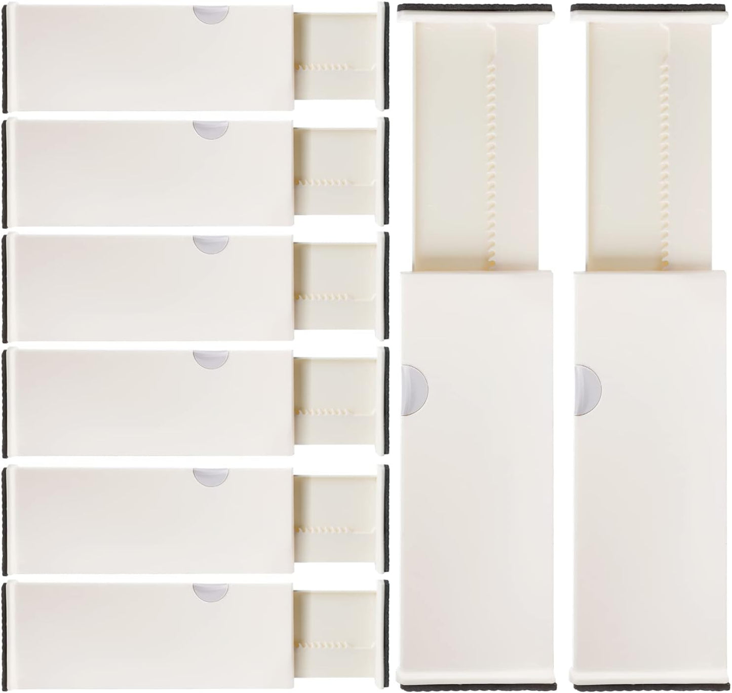 4 Adjustable Drawer Dividers, Organize Silverware and Utensils in Home Kitchen, Divider for Clothes in Bedroom Dresser, Designed to Not Snag Underwear and Bra Fabrics, Bathroom Storage Organizers