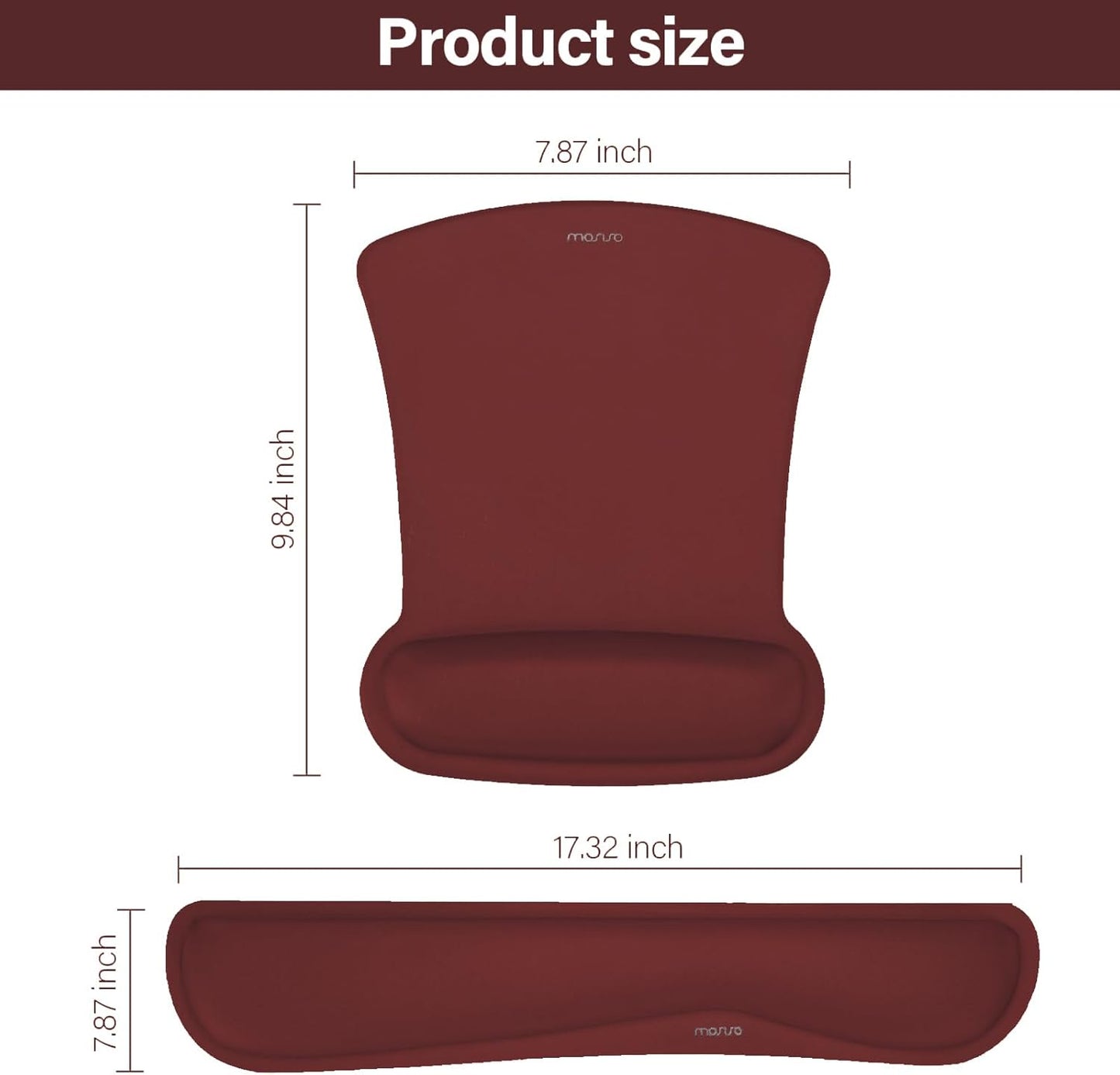 MOSISO Wrist Rest Support for Mouse Pad & Keyboard Set, Ergonomic Mousepad Non-Slip Base Home/Office Pain Relief & Easy Typing Cushion with Neoprene Cloth & Raised Memory Foam, Apricot