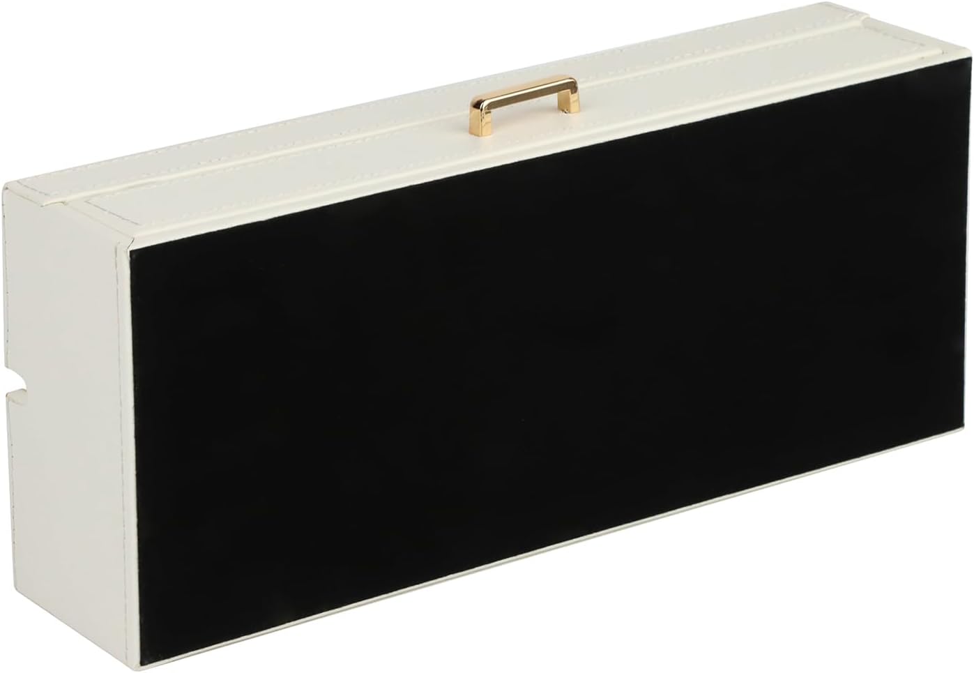 HofferRuffer Valet Jewelry Tray Organizer with Drawer, Faux Leather Storage Catchall Box Phone Charging Station Tray with Dresser Nightstand Desktop Drawer Organizer (Black)