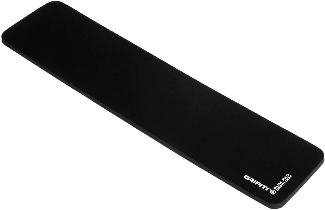 GRIFITI Slim Wrist Pad 17" x 4" x 0.25" Wrists Rest Pads for Standard Computer Keyboards - Ergonomic Keyboard Support Accessories & Carpal Tunnel Resting Hand Rests (Black Poly Nylon Surface)