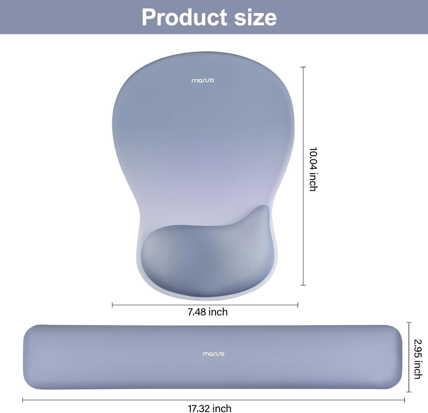 MOSISO Wrist Rest Support for Mouse Pad&Keyboard Set, Ergonomic Mousepad with Concave Curved Memory Foam, Non-Slip Base Pain Relief Comfortable Rectangular Easy Typing Pad for Home/Office, Brown