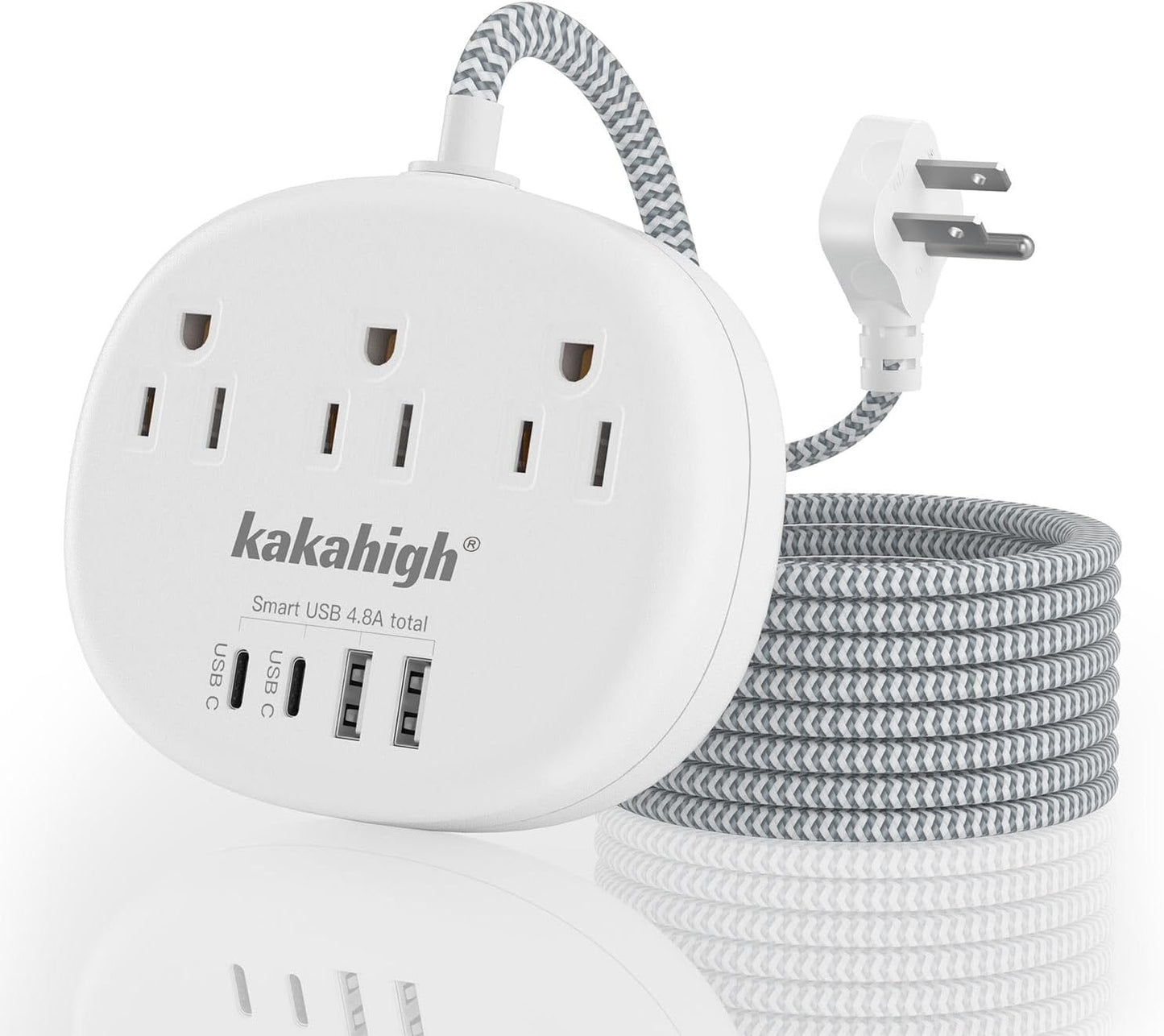 Pink Extension Cord with Surge Protected 1080J - 5 FT Kawaii Power Strip, 1625W Cute Extension Cord with 3 AC Outlet 4 USB (24W/4.8A), Compact for Cute Pink Kawaii Desk Home Essentials