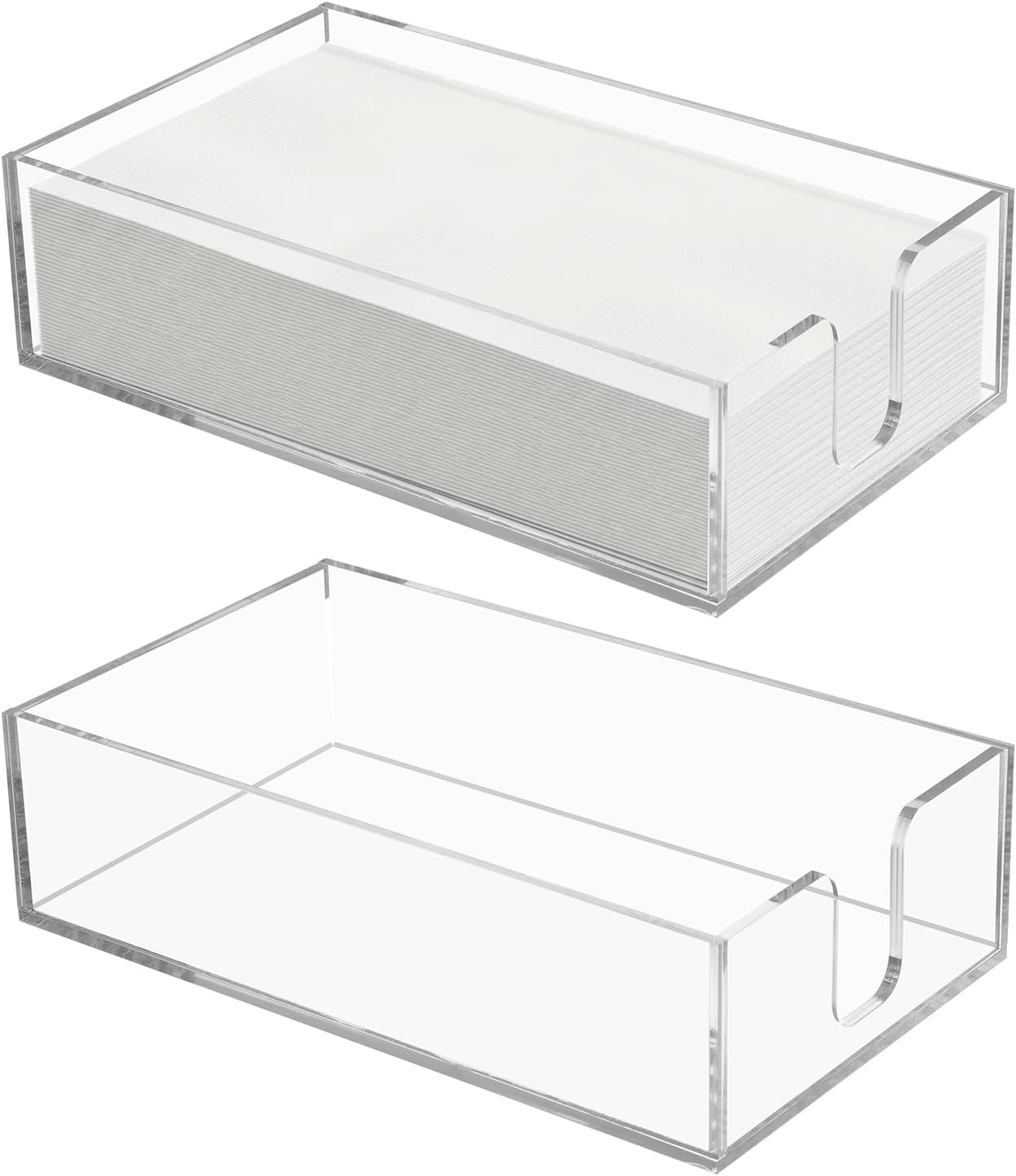 2pcs Clear Napkin Holder Flat Napkin Holder for Table Acrylic Guest Towel Holders Clear Bathroom Paper Hand Towels Storage Tray Napkins Tray Hand Towel Organizer for Kitchen Dining Hotel Wedding Party