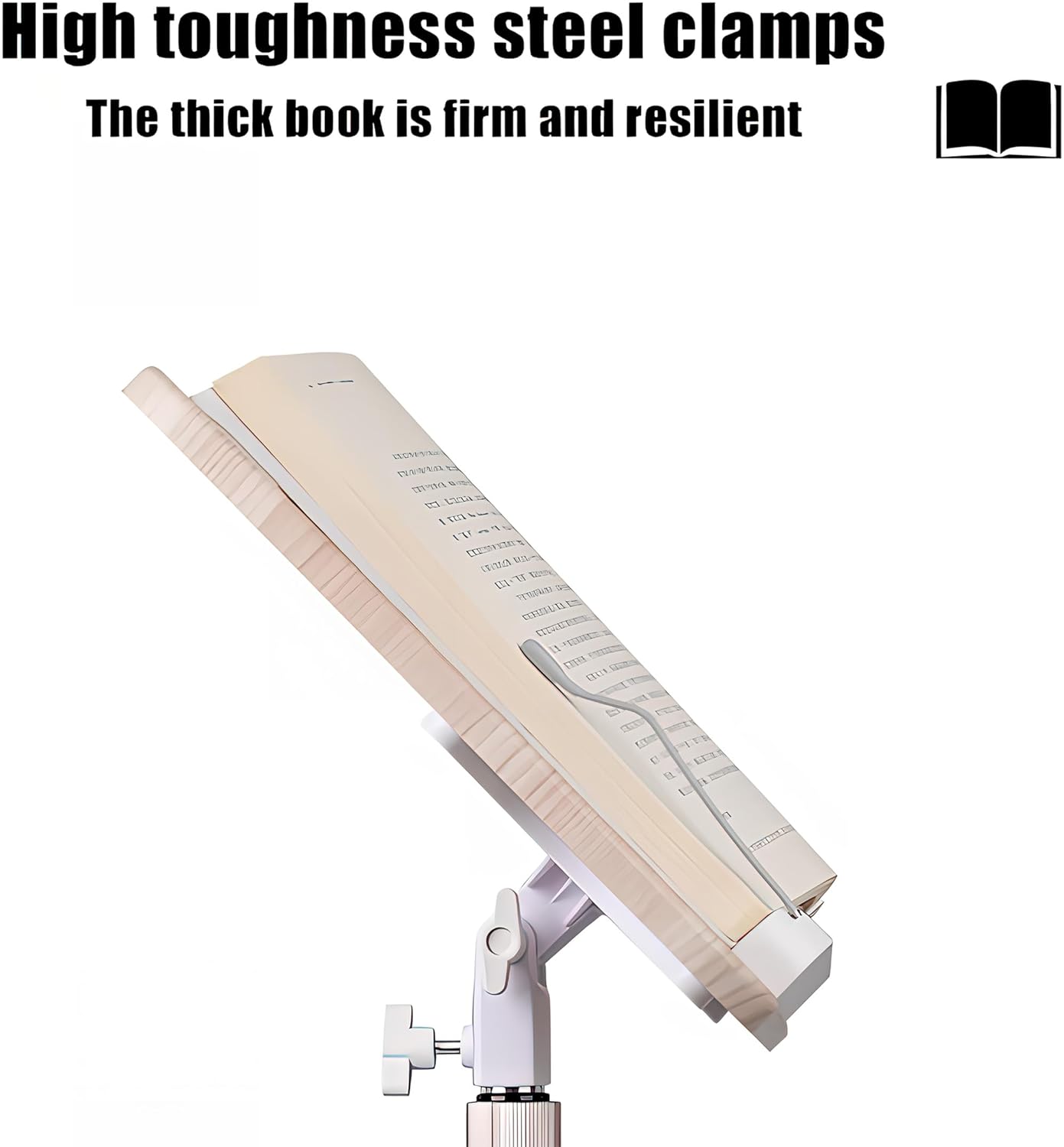 Bamboo Book Stand with Page Clips - Adjustable Holder for Cookbooks/Textbooks, Stable Lightweight Portable Reading Desk (Natural Bamboo)