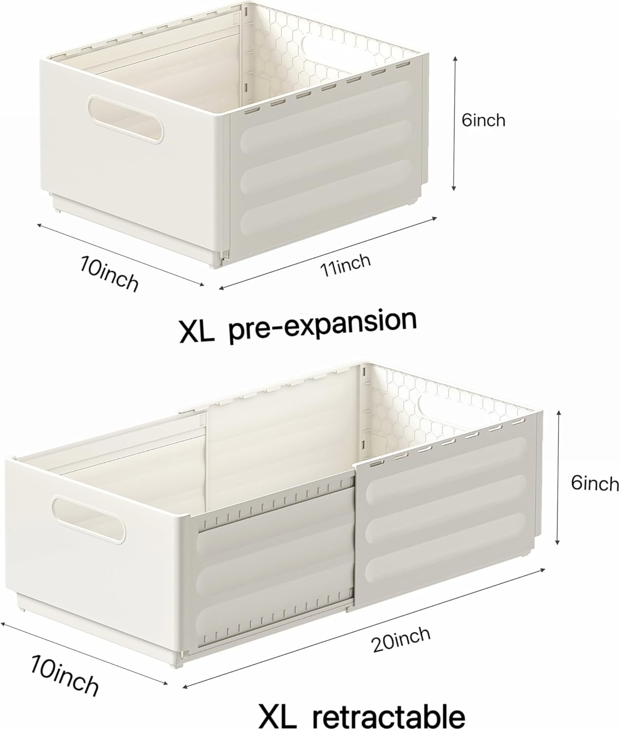 2 Pack Expandable Plastic Storage Boxes, Multi-Purpose Folding Organizer, Drawer Storage Divider For Bedroom, Kitchen And Snack Storage (s)