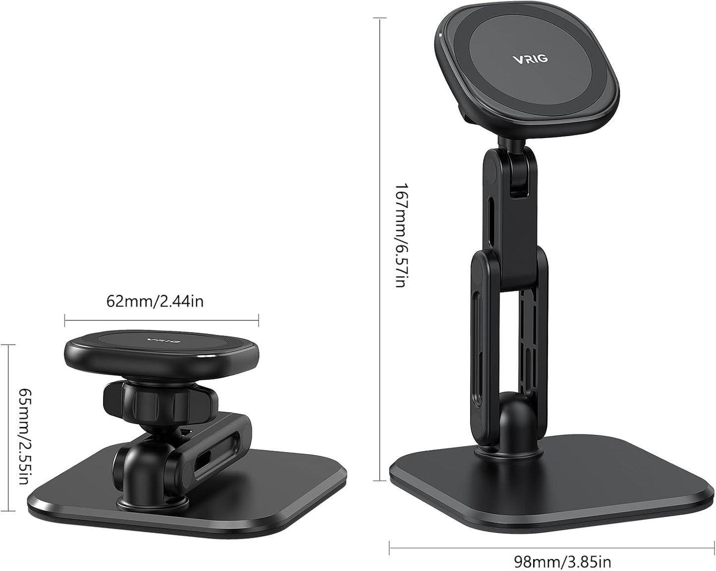 VRIG Magnetic Phone Stand for Desk,Adjustable Foldable & Portable MagStand with Angle Adjustment Cell Phone Holder for iPhone 17 16 15 14 13 12 Pro Max & MagSafe Case