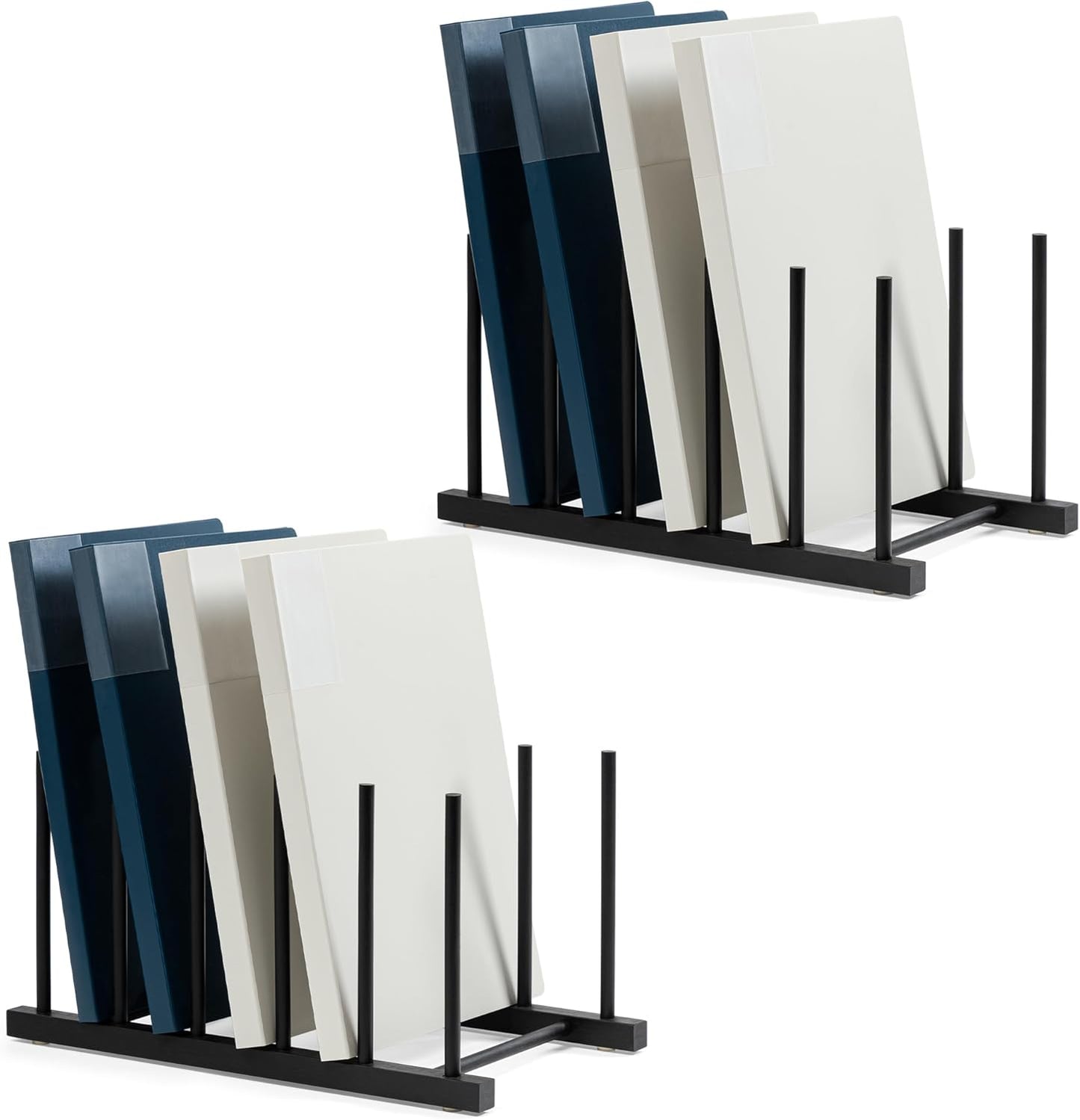 HBlife Desk File Organizer 5 Section Upright File Sorter, 1 Pack Bamboo File Holder for Home, Office & School