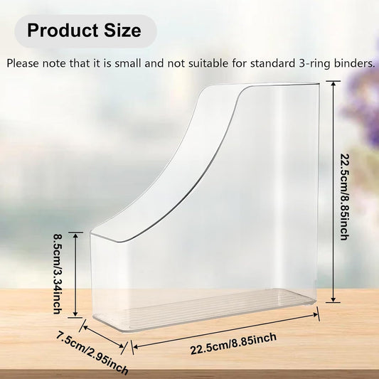 1 Pack Vertical File Holder Clear PET Desk Organizer and Storage Bins Holding for Magazines Binders Notebooks Envelopes File Organizer for Desk Multi-purpose Document Organizer Work Desktops