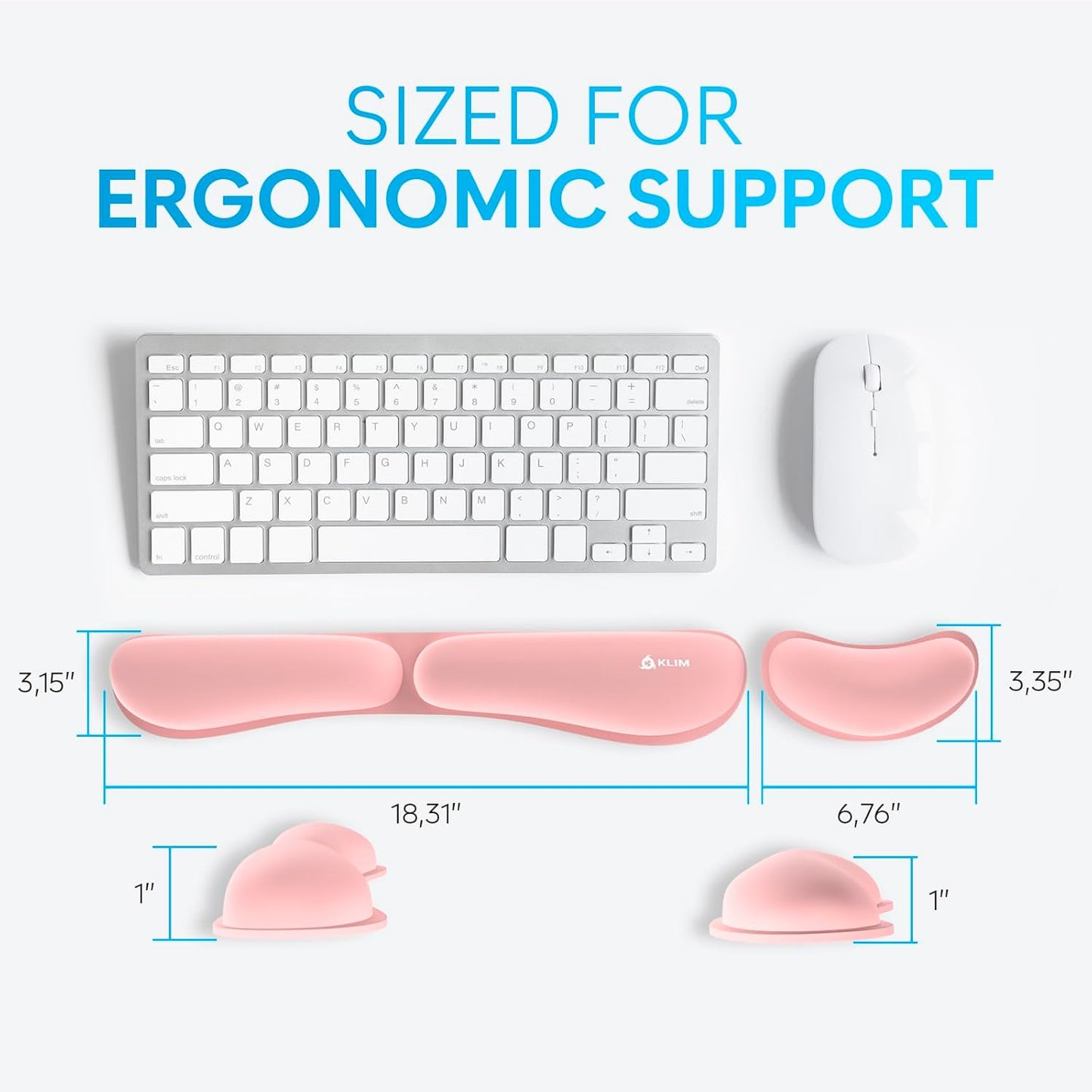 KLIM Mouse & Keyboard Wrist Rest Set - Silky Gel Memory Foam - Ergonomic Wrist Rest for Computer Keyboard, Wrist Pad for Keyboard + Wrist Rest for Mouse - for Gaming and Office - Pain Relief - Black