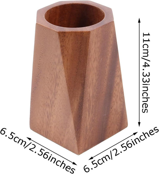 Walnut Wooden Pencil Holder Cup for Desk Natural Wood Pen Holder Stand for Office Home (Square)