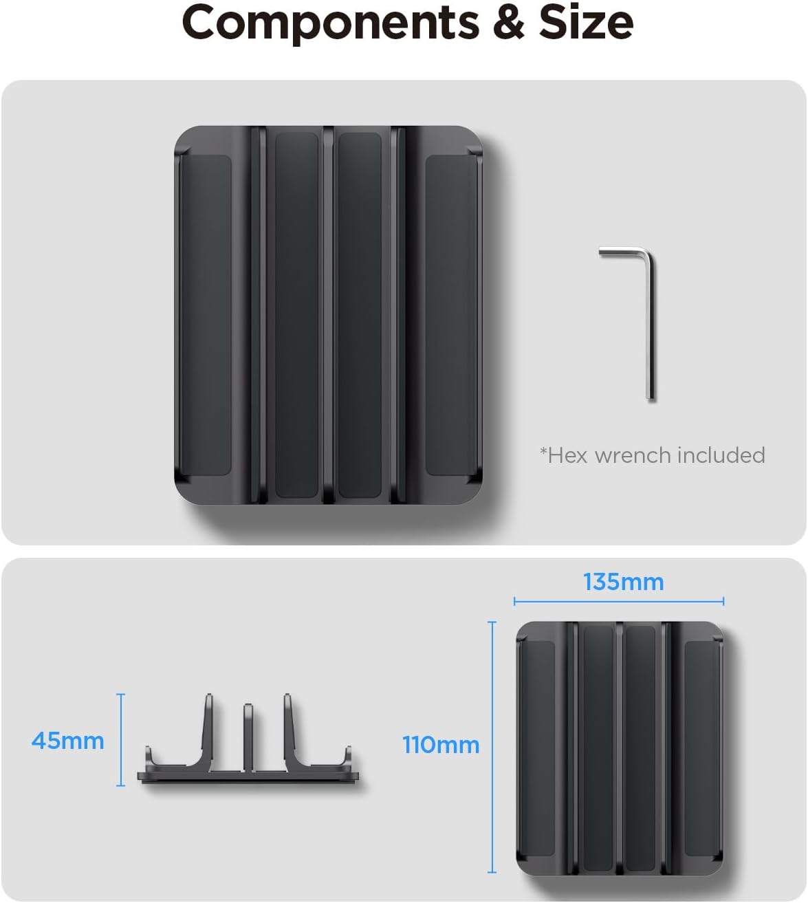 Spigen Vertical Laptop Stand Holder for Desk with Adjustable Dock, 4 Slots Total Fits All MacBook 11"-16"/HP/Dell/Surface/Samsung/LG/Chrome Book LD208S4 - Space Gray