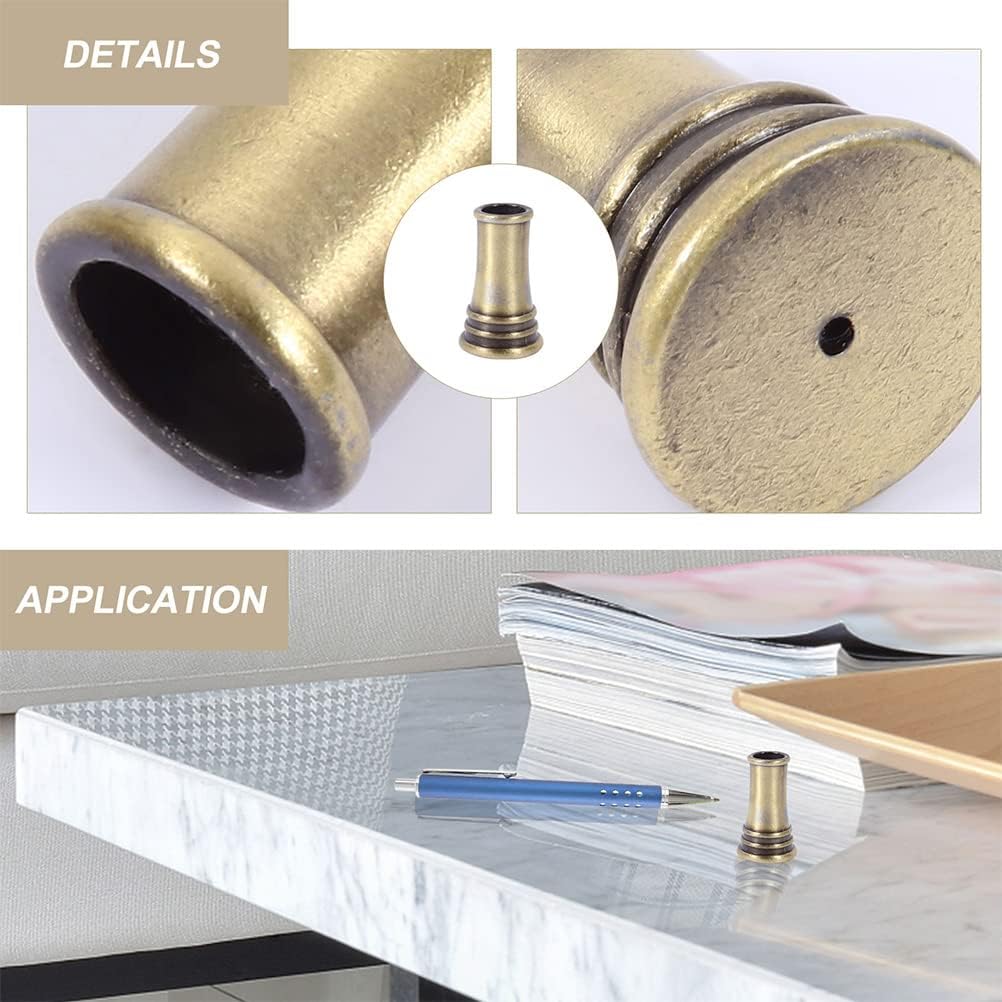 LUOZZY 3 Pcs Single Pen Holder for Desk Pen Base Metal Copper Pen Holder Stand for House Office (Bronze)