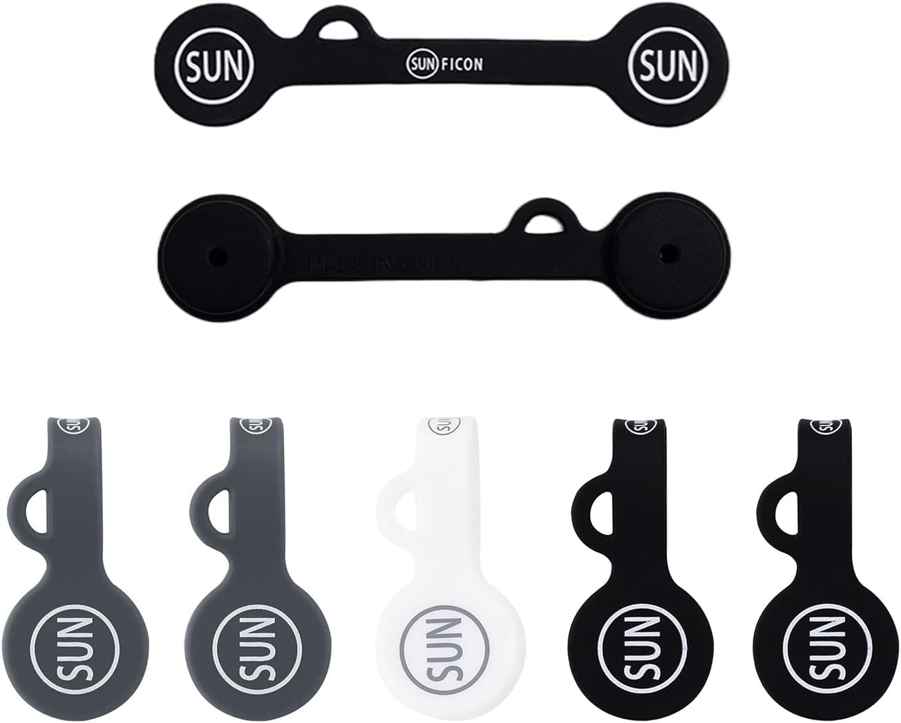 SUNFICON 10 Pack Earbuds Cords Organizers Magnetic Cable Clips Organizers Bookmark Clips Whiteboard Noticeboard Fridge Magnets USB Cable Manager Keeper for Home Kitchen Office School,Gray White Black