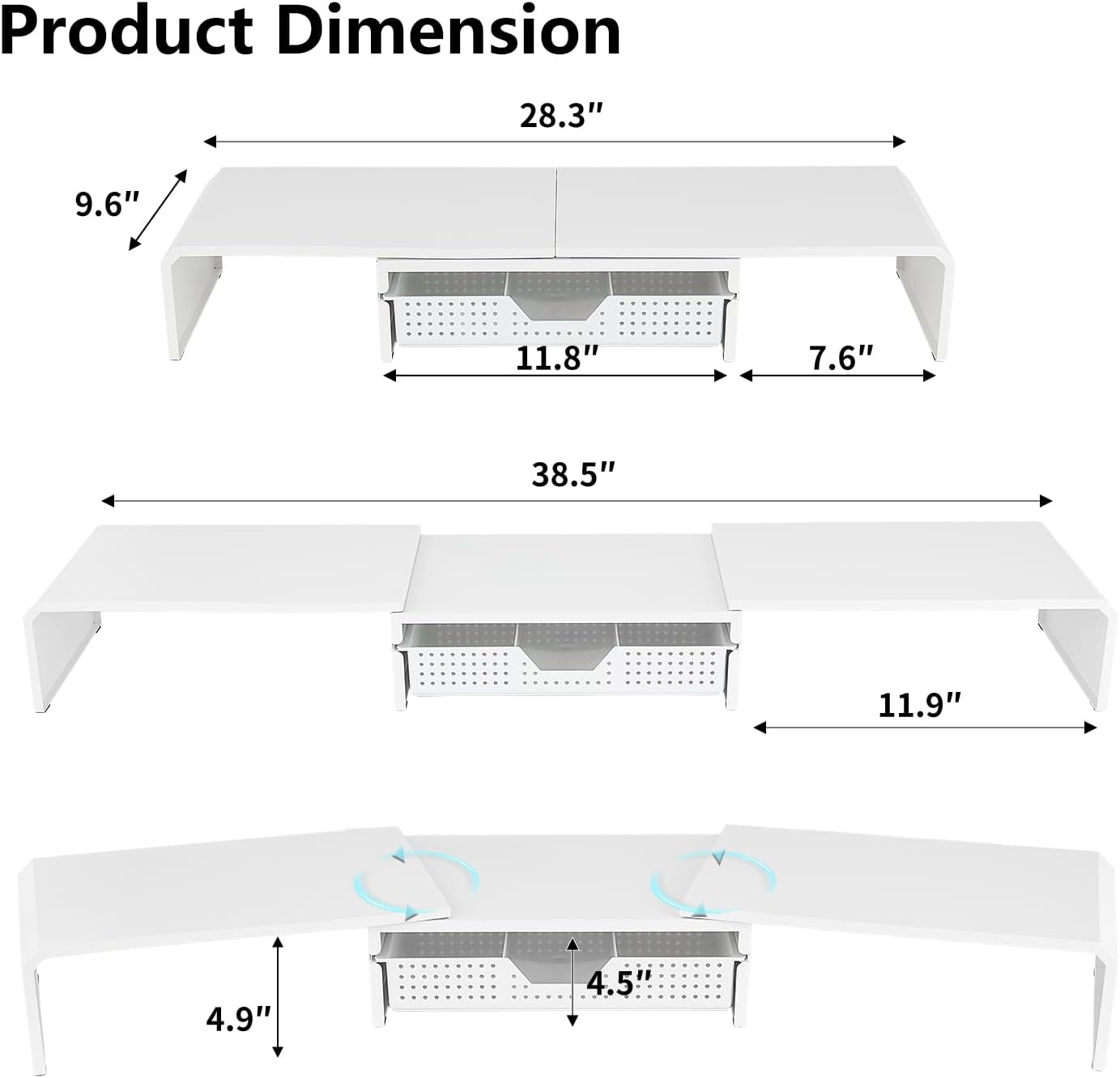 LEKETREE Dual Monitor Stand Riser with Drawer, Desk Organizer and Accessories, Pink Monitor Stand for Desk, Desktop Stand for Computer, Laptop, TV and More (Pink)
