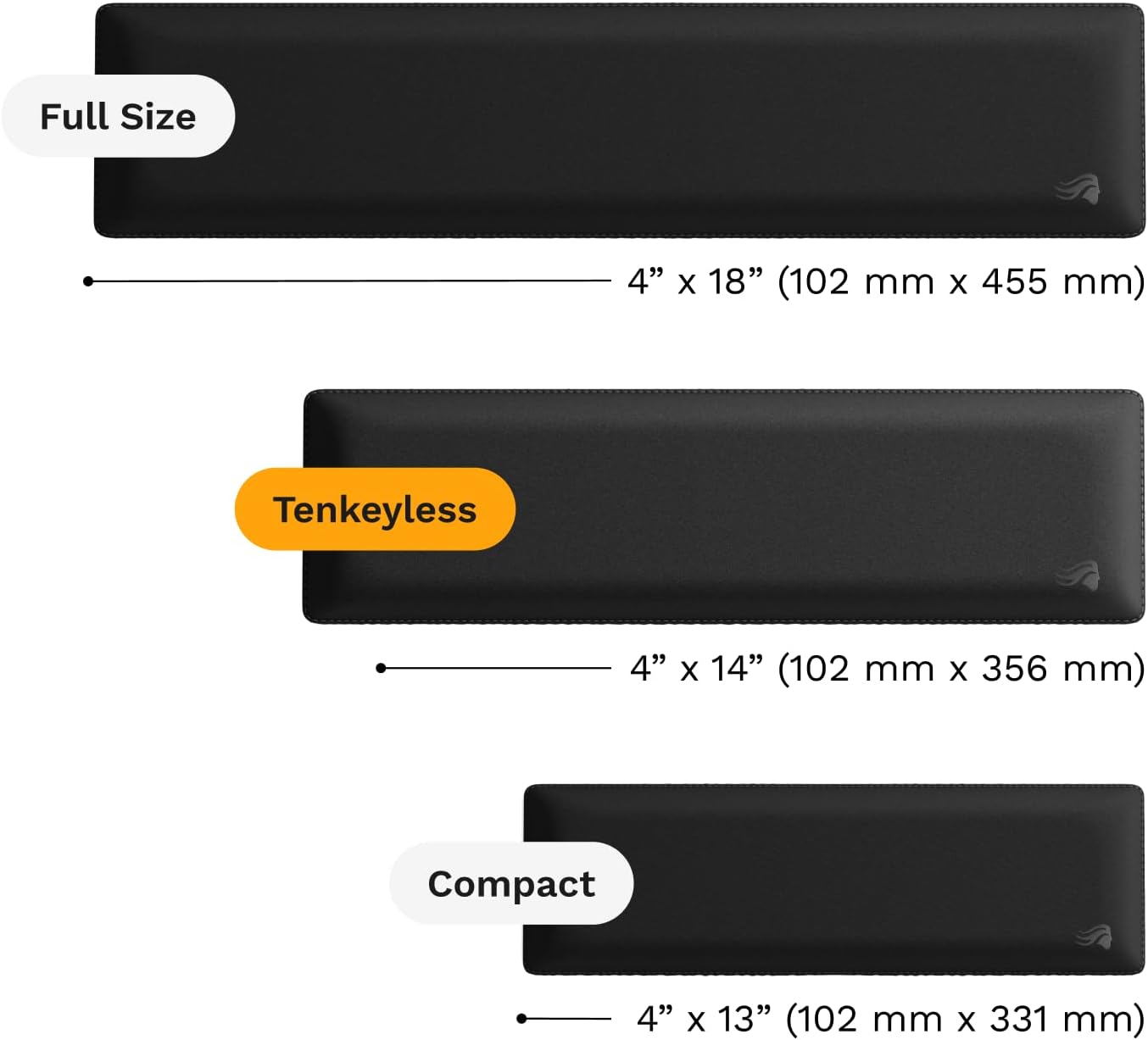 Glorious Wrist Pad/Rest - Compact - Black - Mechanical Keyboards, Stitched Edges, Ergonomic | 12x4 inches | 25mm/1in Thick (GWR-75) Compact (Black)