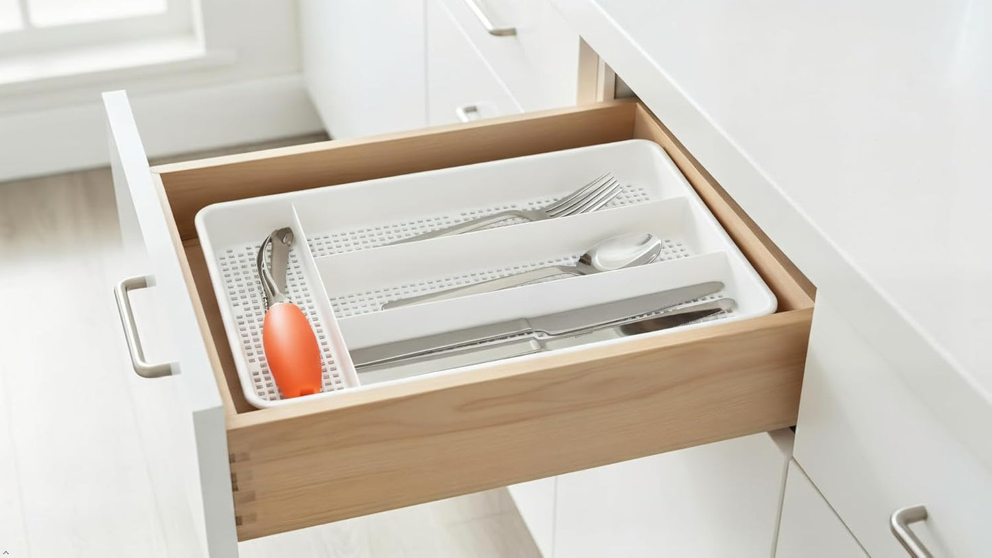 Dial Industries Small Cutlery, Utensil, Silverware Kitchen Drawer Organizer Tray, Clear
