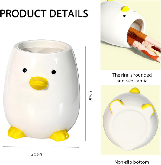Desk Organizer Set of 2 For Office School Ceramic Pen and Paper Clip Holder for Desk Cute Cartoon Animal Stand Pencil Cup Pot Desk Organizer - Set incl. Ceramic Pen Holder and Paper Clip Holder