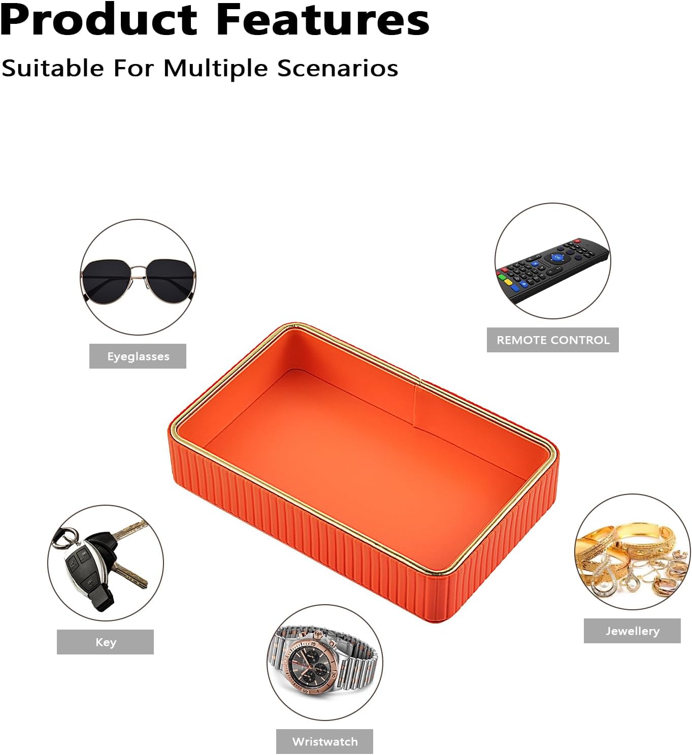 PU Leather Valet Tray,Desk Organizer Tray Nightstand Organizer Trinket Dish Storage Key Bowl Decorative Trays for Phone Wallet Jewelry Watch,Bathroom Bedroom Perfume Vanity Trays,Cream White