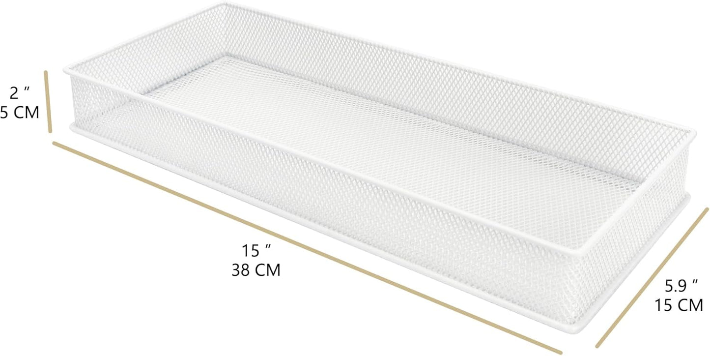 Annova Stackable Mesh Drawer Cabinet and Shelf Organizer Bins Storage Basket School Office Supply Holder Tray- Set of 2 (Gold, 3x3x2 Inch)