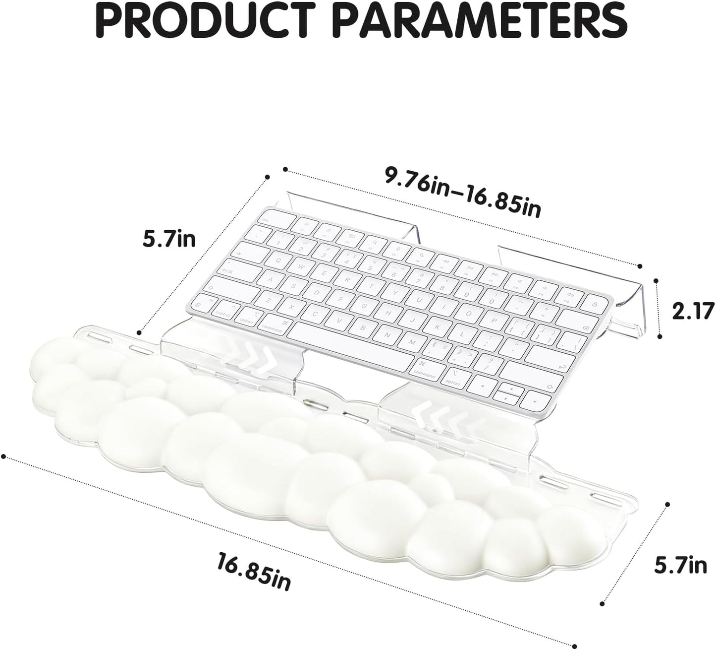 Ergonomic Keyboard Wrist Rest,Adjustable Tilt Stand Combo,Pink Acrylic Cloud Comfort Wrist Support, Customizable Width Riser for Home,Office Desk - Portable Comfortable Typing (Pink)