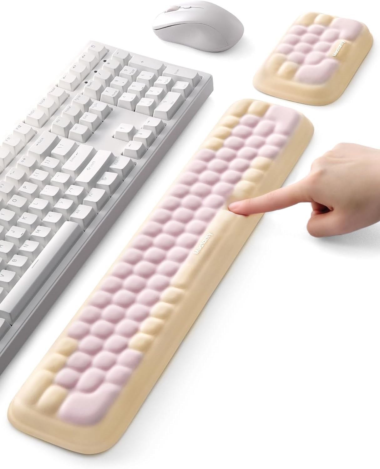 Meatanty Keyboard and Mouse Wrist Rest Set, Computer Wrist Pad Support, Ergonomic Keypad Hand Rest Combo, Memory Foam Typing Desk Accessory Carpal Tunnel Cushion, Laptop Office Home School Women Cute