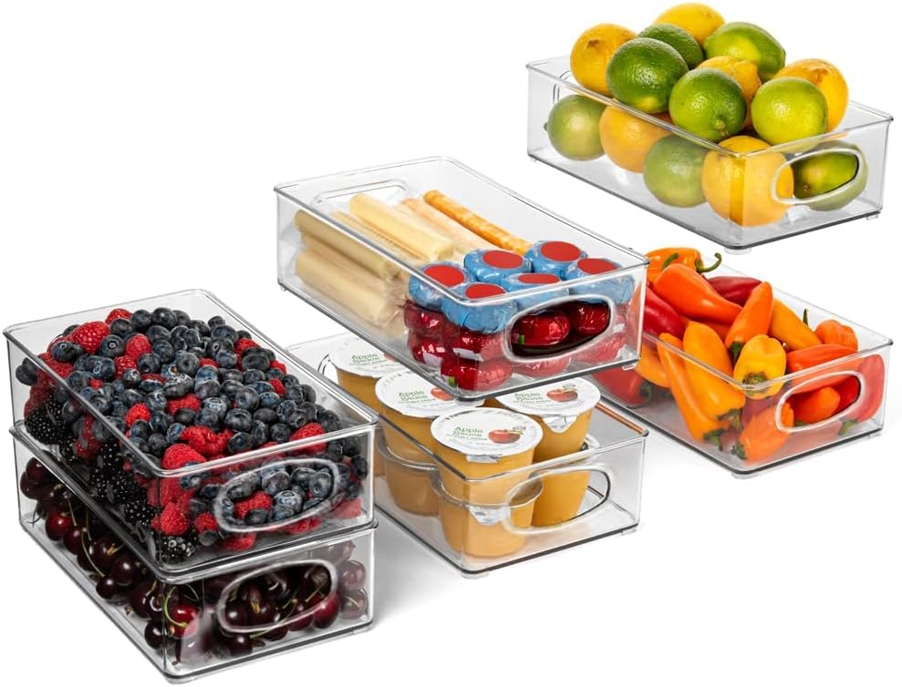 ClearSpace Pantry Organization and Storage Bins with Removable Dividers & Lids – Perfect Pantry Organizers or Kitchen Organization – Refrigerator Organizer Bins, Cabinet Organizers, 2 Pack