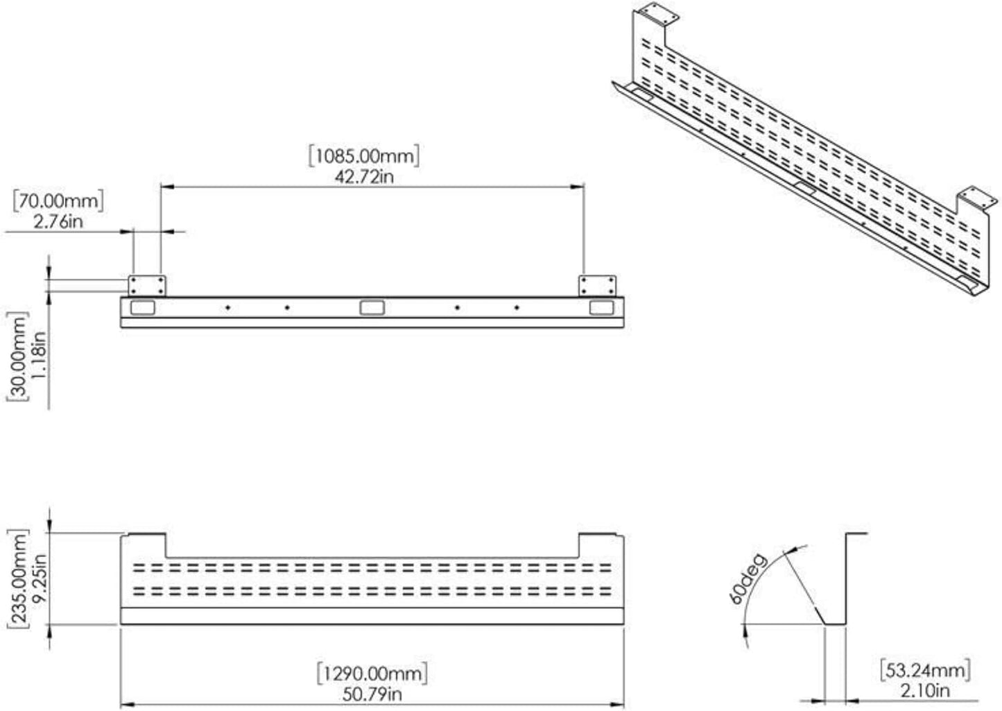 Stand Up Desk Store Under Desk Cable Management Tray Black Horizontal Computer Cord Raceway and Modesty Panel (Black, 39")