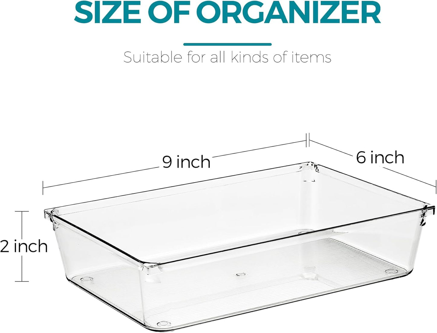 8 Pack Drawer Organizer - 3" X 3" Clear Acrylic Storage Bins with Non-Slip Pads, Versatile Desk Tray for Makeup, Jewelry, Kitchen, Bathroom, and Office Organization