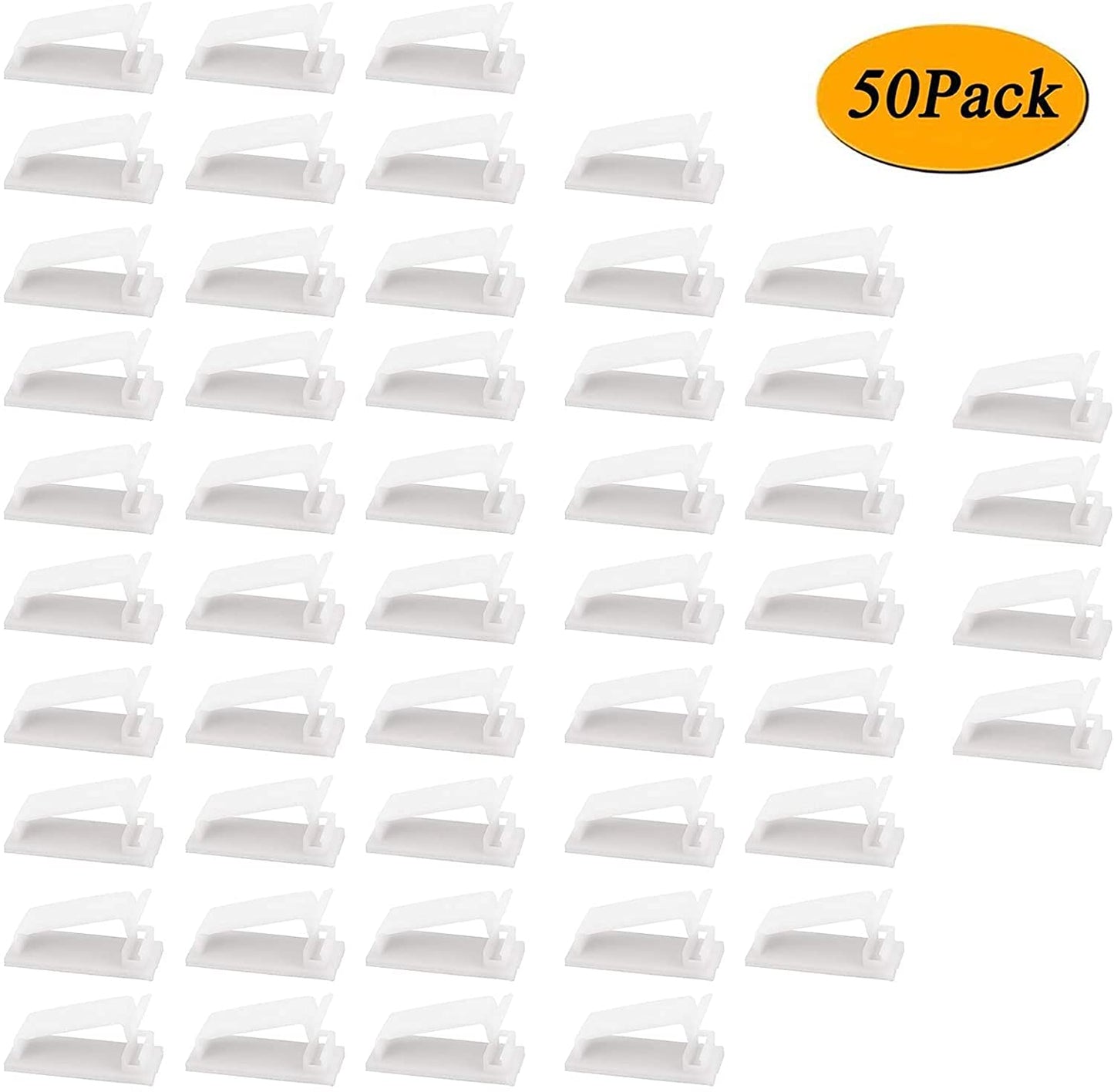 SOULWIT 50Pcs Self Adhesive Cable Management Clips, Cable Organizers Wire Clips Cord Holder for TV PC Ethernet Cable under Desk Home Office (Black)