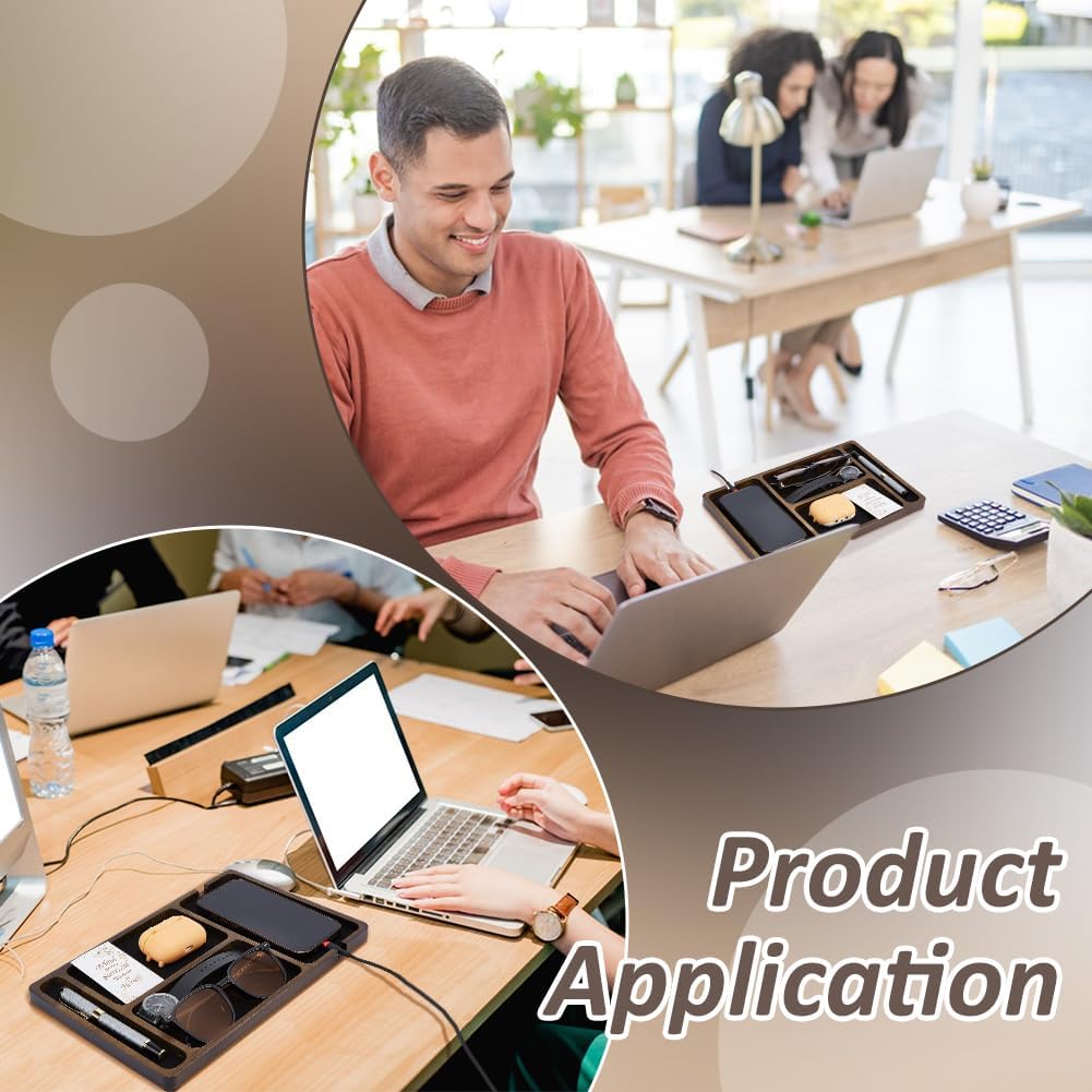 BENECREAT Wood Valet Tray, Black Wooden Catch All Tray, Tabletop Organizer for Key, Phone, Wallet, Watch, Earbud, Nightstand Storage Container, Watch Holder, 7.64x11.65 inches