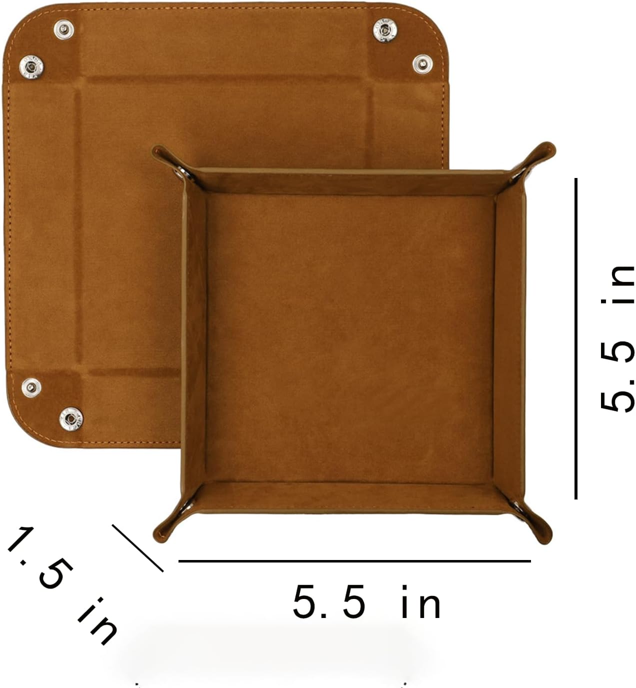 Valet Tray 5.5" Square Desktop Storage Organizer - Catch All Tray for Men & Women, Nightstand/Entryway/Desk/Dresser Top | Jewelry & EDC Holder for Watches, Keys, Wallet, Coins, Glasses