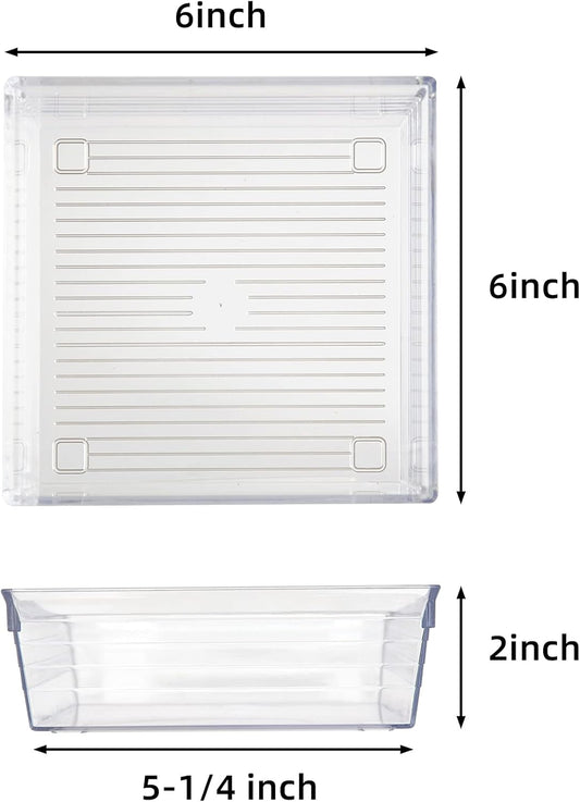 4 Pack 12"x 6" Large Size Clear Plastic Desk Drawer Organizer Tray Bathroom Office Kitchen Utensils Silverware Gadgets Dividers Desk Drawer Storage Bins Container for Dresser Cosmetic Makeup