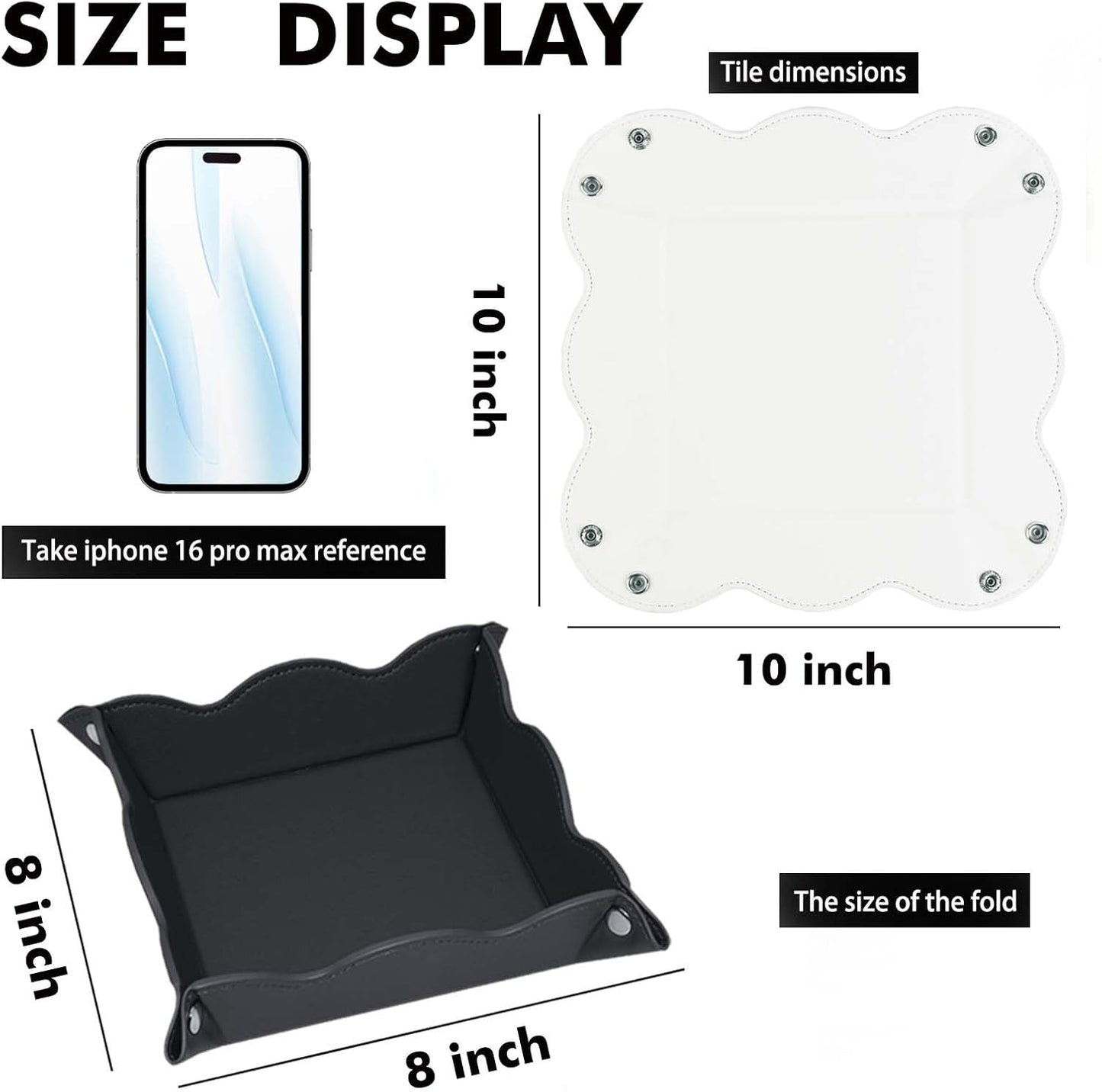 Valet Tray for Men Women 2 Pack - PU Leather Travel Catchall Tray Organizer - Desk Bedside Nightstand Storage Box for Jewelry Key Phone Remote Controller Wallet Watch Glasses Readers -White