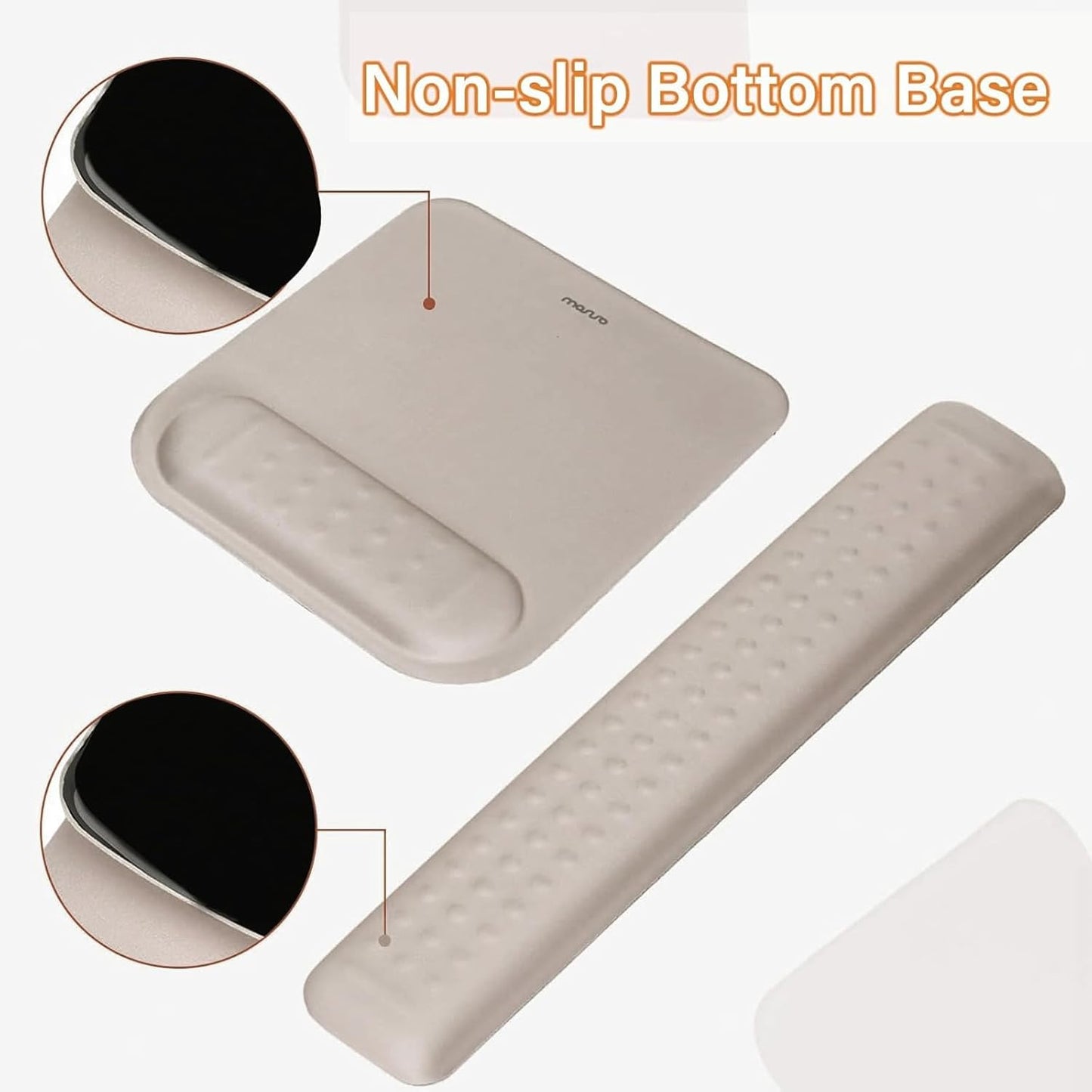 MOSISO Computer Keyboard Stand&Wrist Rest Support for Keyboard &Mouse Pad Set, Ergonomic Massage Wrist Rest Set, Easy Typing Working Acrylic Clear Stand for Office Home, Apricot