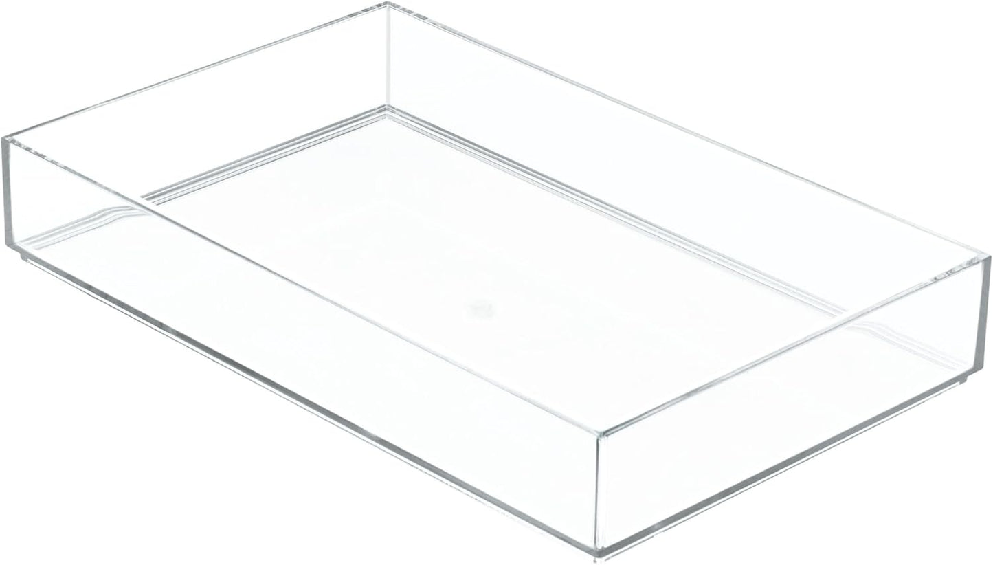 iDesign Clarity Plastic Drawer Organizer, Storage Container for Kitchen Gadgets, Corks, Sticky-Notes, Clips in Pantry, Cabinets, Countertops, 4" x 4" x 2" - Clear,X-Small