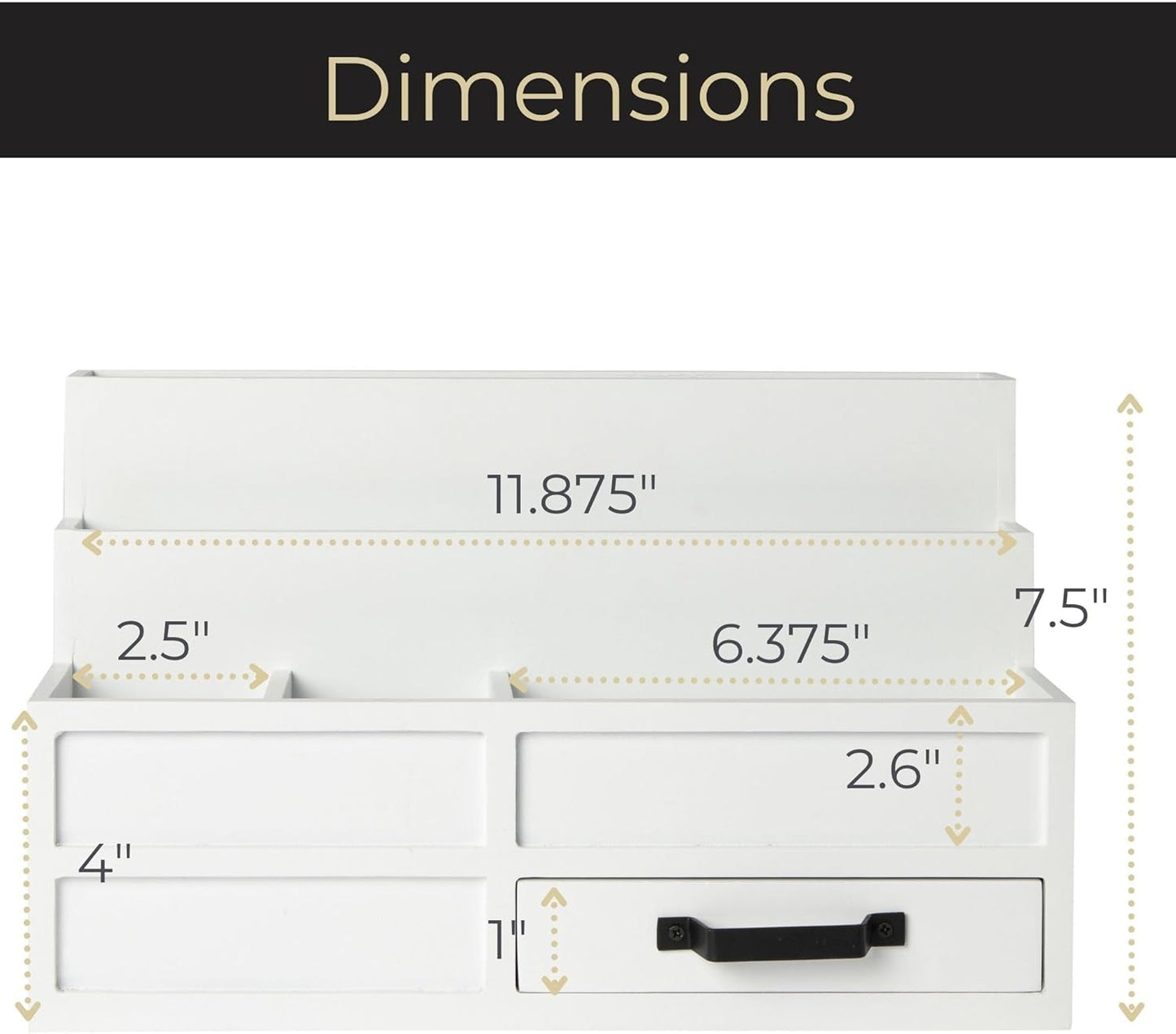 BLU MONACO | White Desktop Organizer with Drawer Storage | Tabletop Organizer with Drawers for Paper Bills Mail | Wooden Mail Organizer for Countertop Workspace | with Drawer, Bill