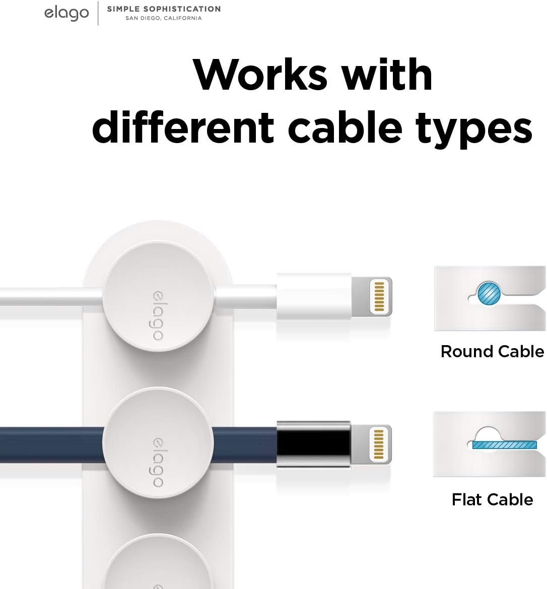 elago Magnetic Cable Management Buttons, Magnetic Cable Holder, Organize 3 Cables, Powerful Magnets, Reusable Sticker Attaches to Surface, Desk Organization (Black)
