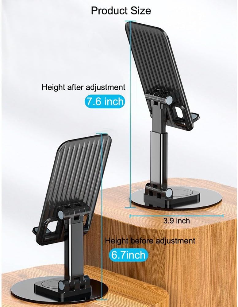 Cell Phone Stand 2 Pack,Angle Height Adjustable Cell Phone Holder for Desk,Foldable Desktop Phone Holder Cradle Dock with Silicon Pad Compatible with All Mobile Phones