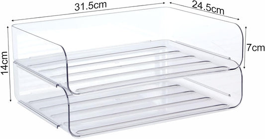 2 Pack Stackable Desk Letter Paper Tray, A4 Clear Plastic Desk File Organizer Letter Tray, Desktop File Paper Organizer with Anti-Skid Design for Office Desktop